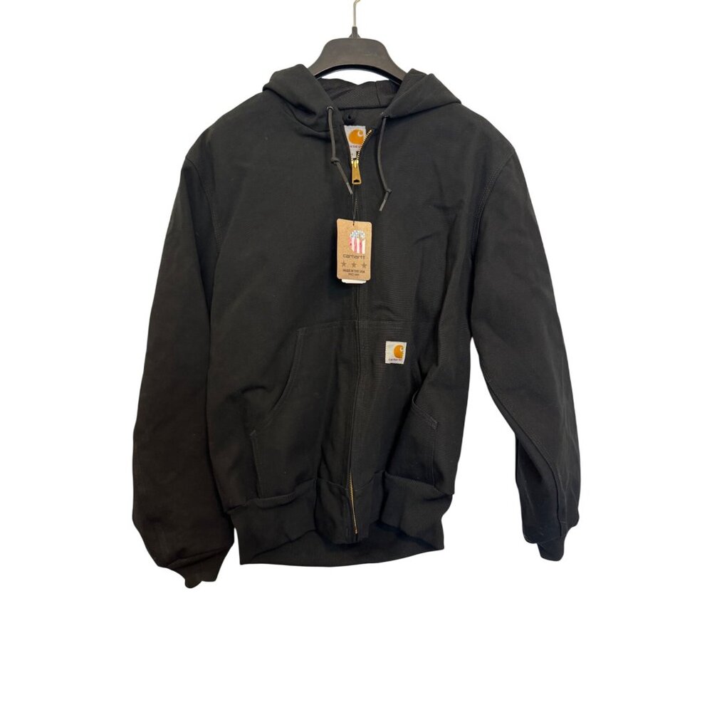 Carhartt Hooded Full-Zip Jacket Small Black Made In USA Durable
